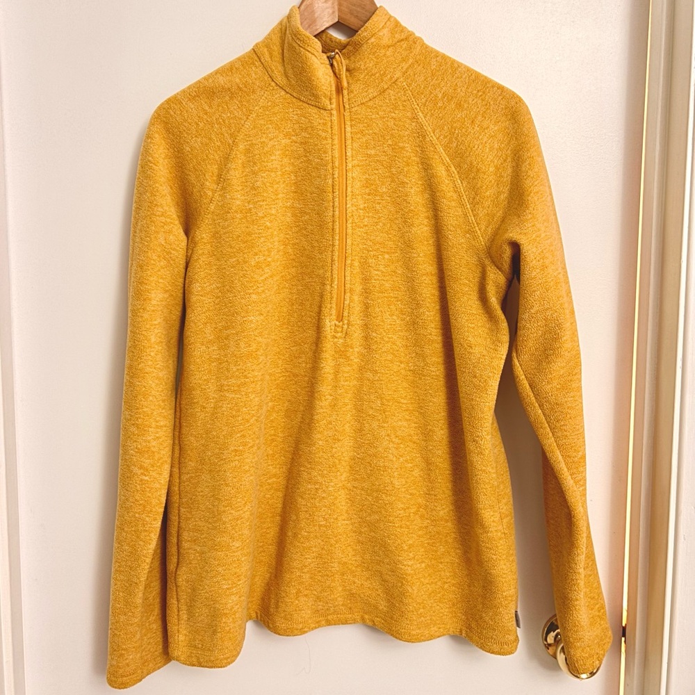 Eddie Bauer Quest Fleece 1/4 Zip Pullover in gold heather, size Tall Medium